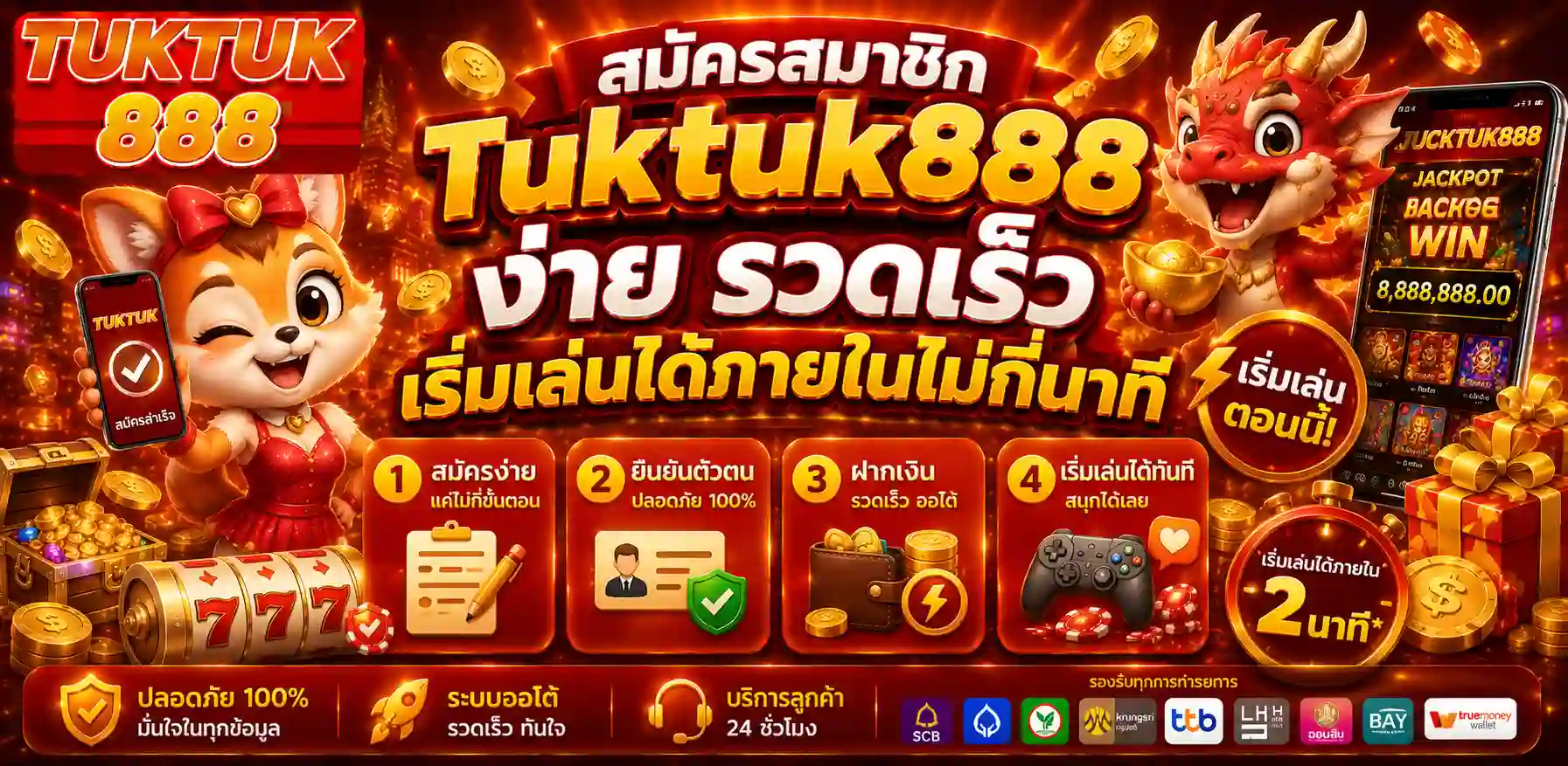 Tuktuk888 เว็บสล็อตเว็บตรง ฝากถอนเร็วที่สุด