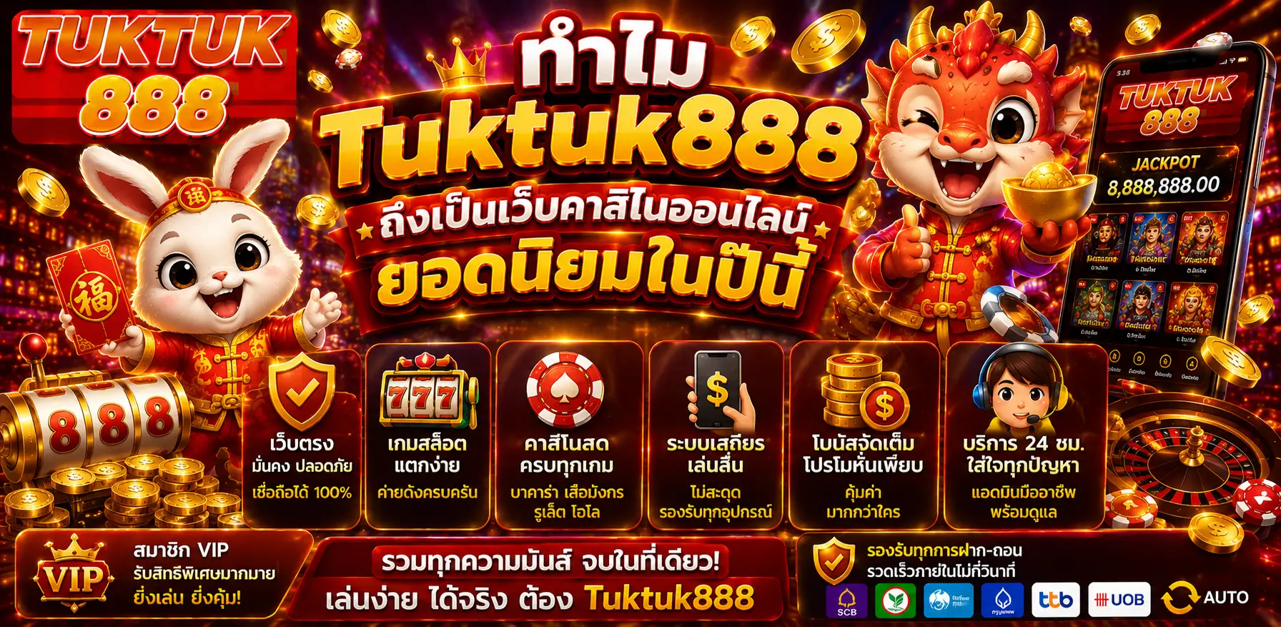 เว็บตรงสล็อต Tuktuk888 รองรับทรูวอเลท